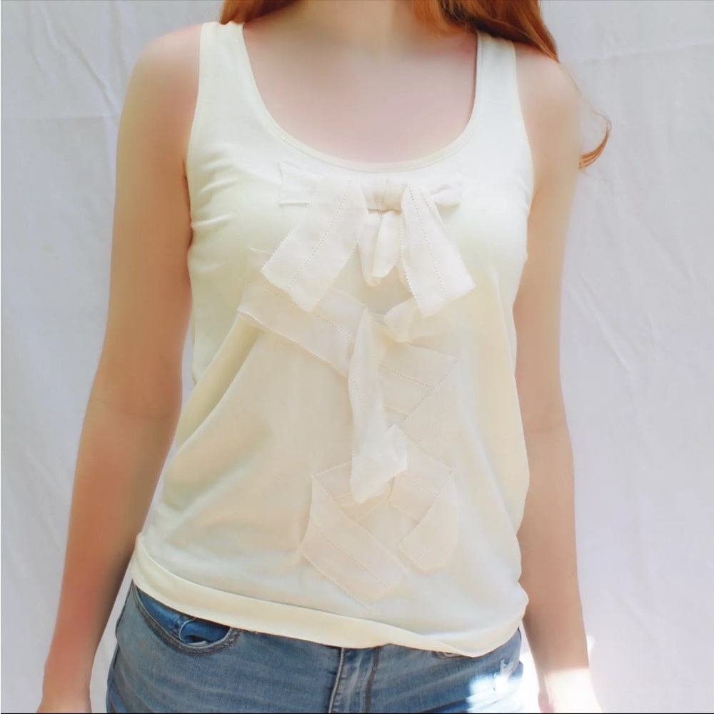 Kate Spade Cream Bow Accent Tank Top